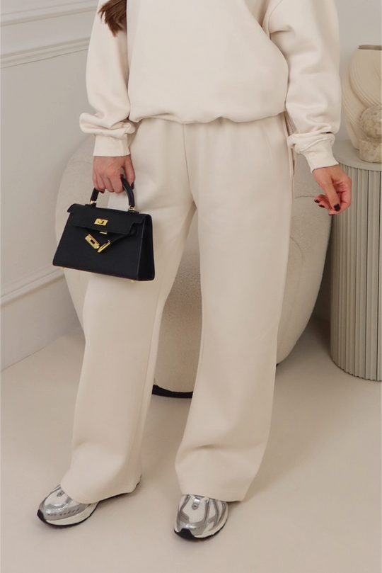 Glamify premium essential ivory straight leg jogger