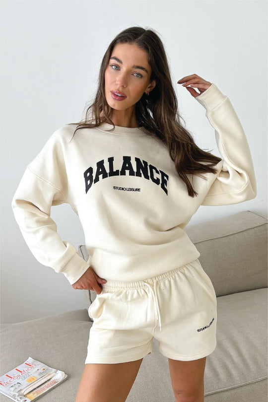 Studio Leisure Balance ecru printed sweater