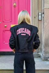 Chicago black embroidered bomber jacket