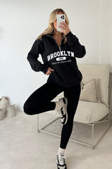 Brooklyn black printed 3/4 sweater and legging set