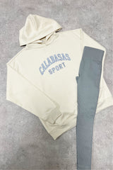 Calabasas ecru embroidered hoodie and legging set