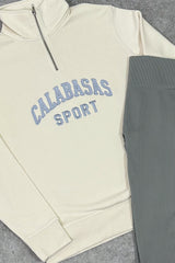 Calabasas ecru embroidered 3/4 sweater and legging set