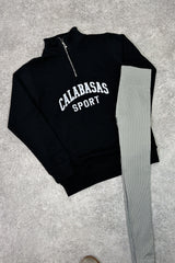 Calabasas black embroidered 3/4 sweater and legging set