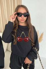 Mini cherry black printed sweater shorts loungewear