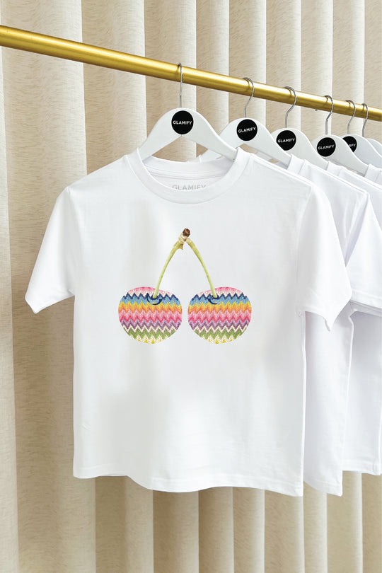 Mini zigzag cherry white printed t-shirt