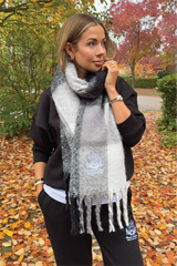 RESORT COLLECTIVE EMBROIDERED BLACK SCARF