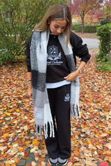 RESORT COLLECTIVE EMBROIDERED BLACK SCARF