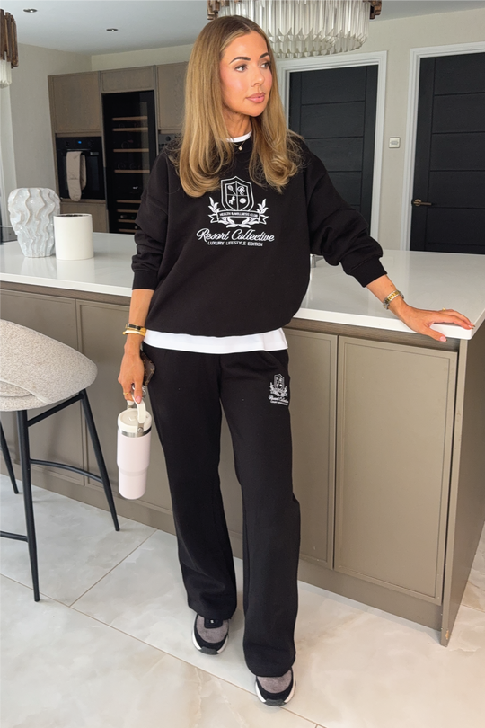 RESORT COLLECTIVE EMBROIDERED BLACK SWEATSHIRT