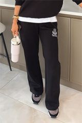 RESORT COLLECTIVE EMBROIDERED BLACK STRAIGHT LEG JOGGER