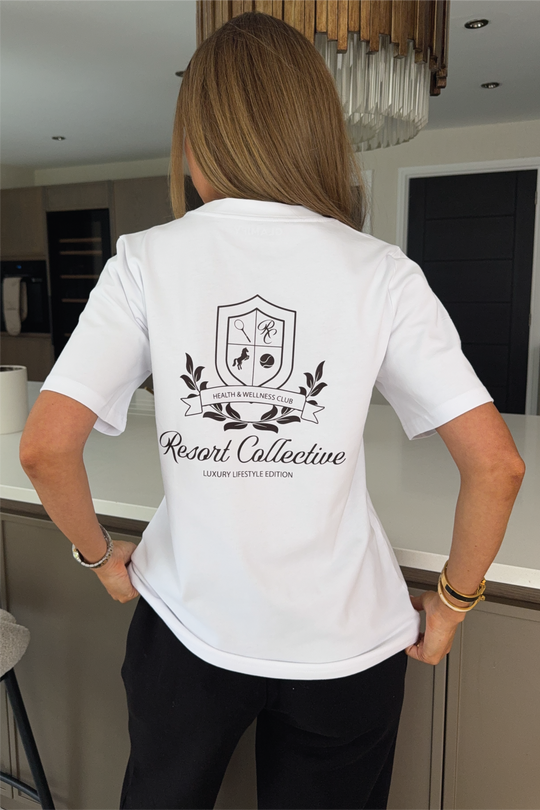 RESORT COLLECTIVE WHITE HEAVYWEIGHT PRINTED T-SHIRT