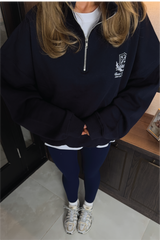 RESORT COLLECTIVE EMBROIDERED NAVY 3/4 ZIP