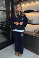 RESORT COLLECTIVE EMBROIDERED NAVY STRAIGHT LEG JOGGER