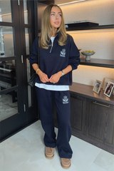 RESORT COLLECTIVE EMBROIDERED NAVY 3/4 ZIP