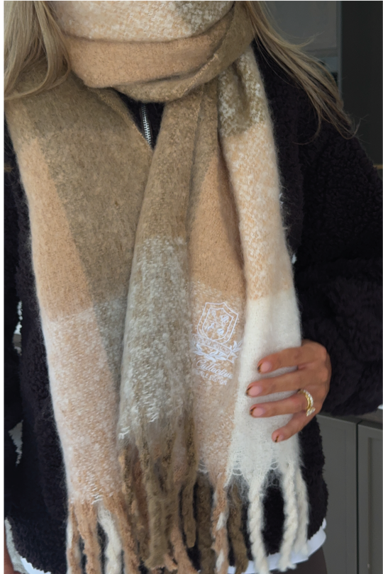 RESORT COLLECTIVE EMBROIDERED BEIGE SCARF