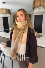 RESORT COLLECTIVE EMBROIDERED BEIGE SCARF