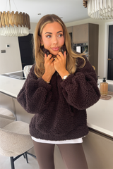 RESORT COLLECTIVE CHOCOLATE EMBROIDERED 3/4 ZIP FLEECE