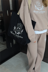 RESORT COLLECTIVE LARGE BLACK PRINTED TOTE BAG