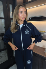 RECTIVE EMBROIDERED NAVY PIPING ZIP JACKET & TROUSER LOUNGEWEARESORT COLL