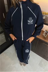 RECTIVE EMBROIDERED NAVY PIPING ZIP JACKET & TROUSER LOUNGEWEARESORT COLL