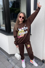 Mini To The Moon Chocolate Printed Sweater Loungewear Set Loungewear