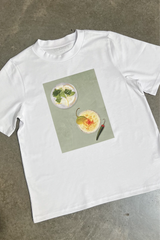 Summer Cocktail white & khaki printed heavyweight t-shirt