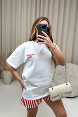 Breakfast club white printed heavyweight oversized t-shirt