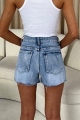 Jessie light blue distressed denim shorts
