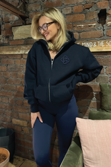 G Monogram navy embroidered premium zip hoodie