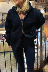 G Monogram navy embroidered premium zip hoodie