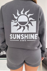 Sunshine State steel grey sweater shorts PREMIUM loungewear set