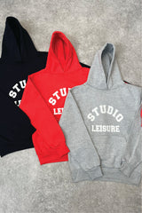 STUDIO LEISURE ESSENTIAL NAVY PRINTED HOODIE