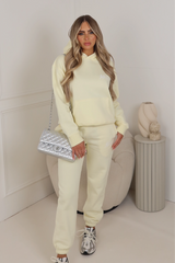 Run club butter yellow printed hoodie joggers loungewear