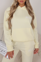 Run club butter yellow printed hoodie joggers loungewear