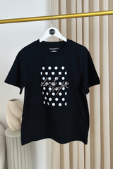 Saint Tropez black polka dot heavyweight embroidered t-shirt