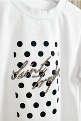Saint Tropez white polka dot heavyweight embroidered t-shirt
