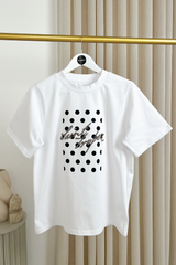 Saint Tropez white polka dot heavyweight embroidered t-shirt