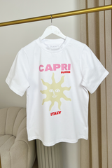 Capri white heavyweight printed t-shirt