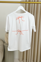 Pink bra white printed t-shirt