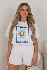 J'adore white printed heavyweight oversized t-shirt