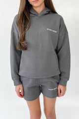 Mini studio leisure essential steel grey embroidered hoodie