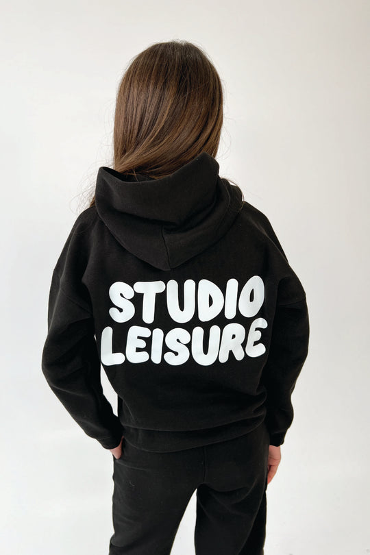 Mini studio leisure black bubble printed hoodie