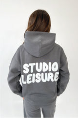 Mini studio leisure steel grey bubble printed hoodie