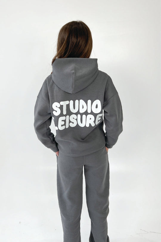 Mini studio leisure steel grey bubble printed hoodie