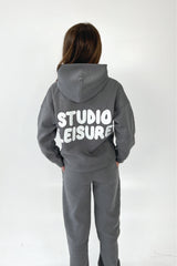 Mini studio leisure steel grey bubble printed hoodie