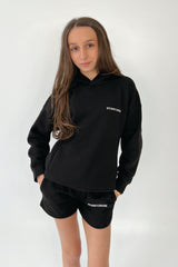 Mini studio leisure essential black embroidered hoodie