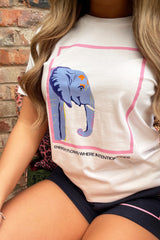 Energy Flows White & Navy Printed Short Loungewear Set Loungewear