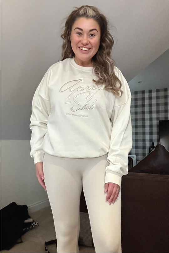 Apres Ski ecru embroidered sweater and legging set