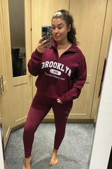 Brooklyn burgundy printed 3/4 sweater and legging set