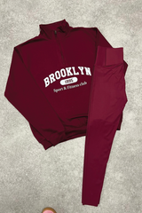 Brooklyn burgundy printed 3/4 sweater and legging set