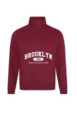 Brooklyn burgundy printed 3/4 zip sweater